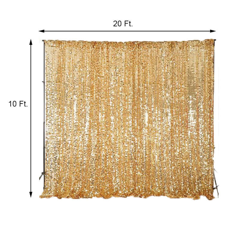 20ftx10ft Gold Big Payette Sequin Event Curtain Drapes, Backdrop Event Panel - Linen Luxes