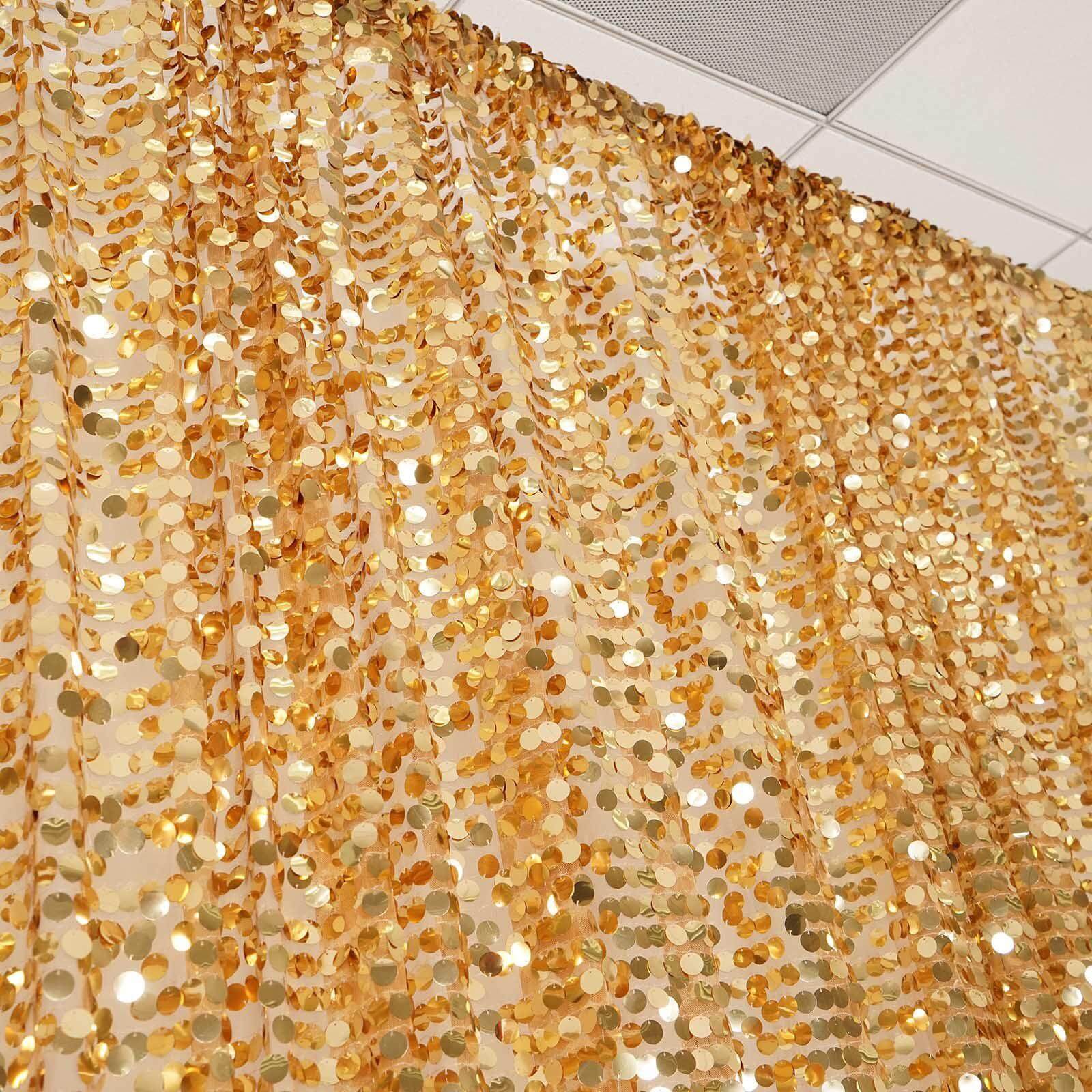 20ftx10ft Gold Big Payette Sequin Event Curtain Drapes, Backdrop Event Panel - Linen Luxes