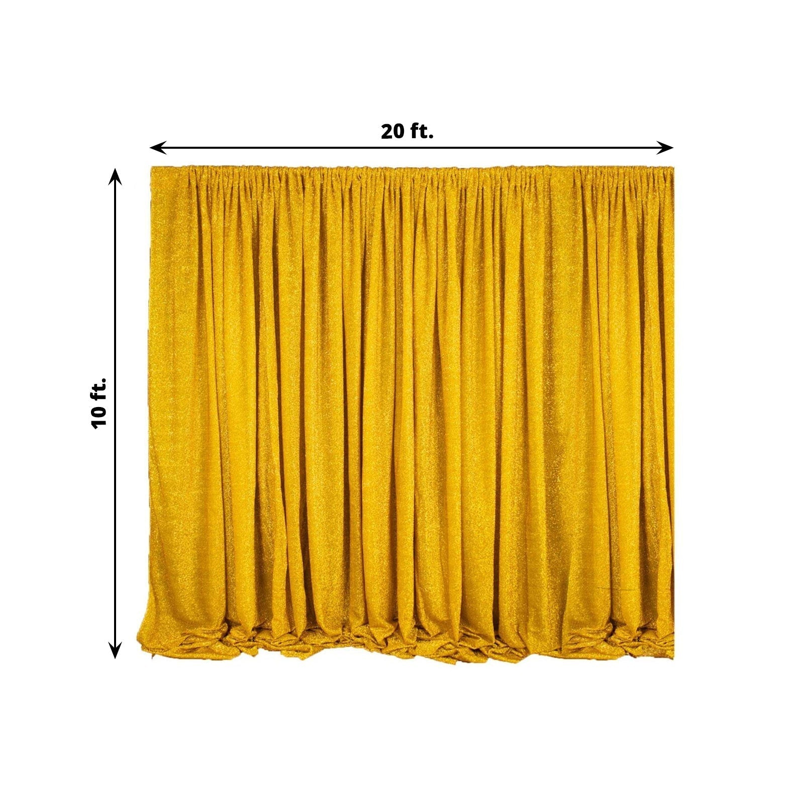 20ftx10ft Gold Metallic Shimmer Tinsel Event Curtain Drapes, Backdrop Event Panel - Linen Luxes