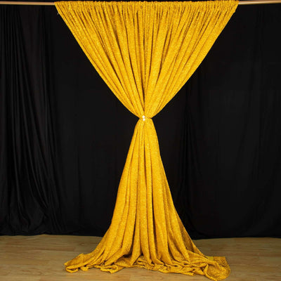 20ftx10ft Gold Metallic Shimmer Tinsel Event Curtain Drapes, Backdrop Event Panel - Linen Luxes
