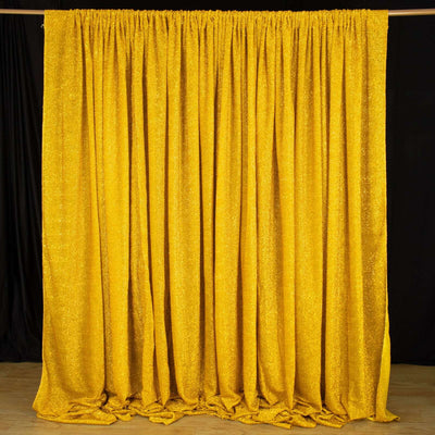 20ftx10ft Gold Metallic Shimmer Tinsel Event Curtain Drapes, Backdrop Event Panel - Linen Luxes