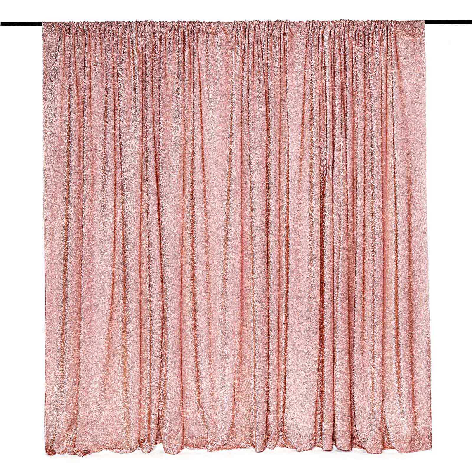 20ftx10ft Rose Gold Metallic Shimmer Tinsel Event Curtain Drapes, Backdrop Event Panel - Linen Luxes