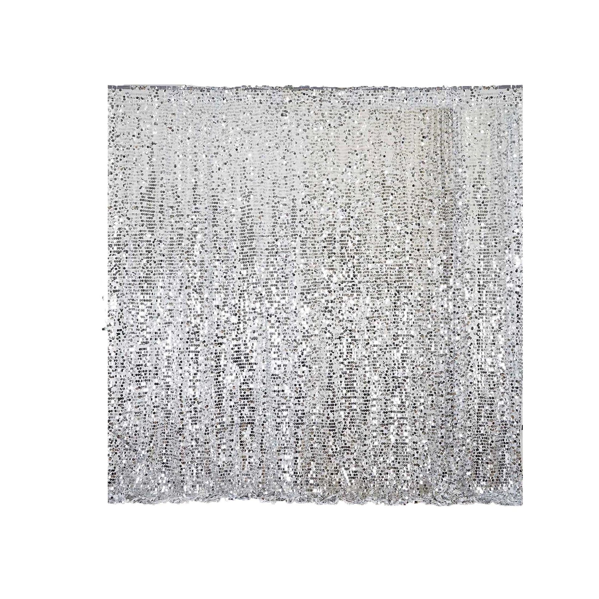 20ftx10ft Silver Big Payette Sequin Event Curtain Drapes, Backdrop Event Panel - Linen Luxes