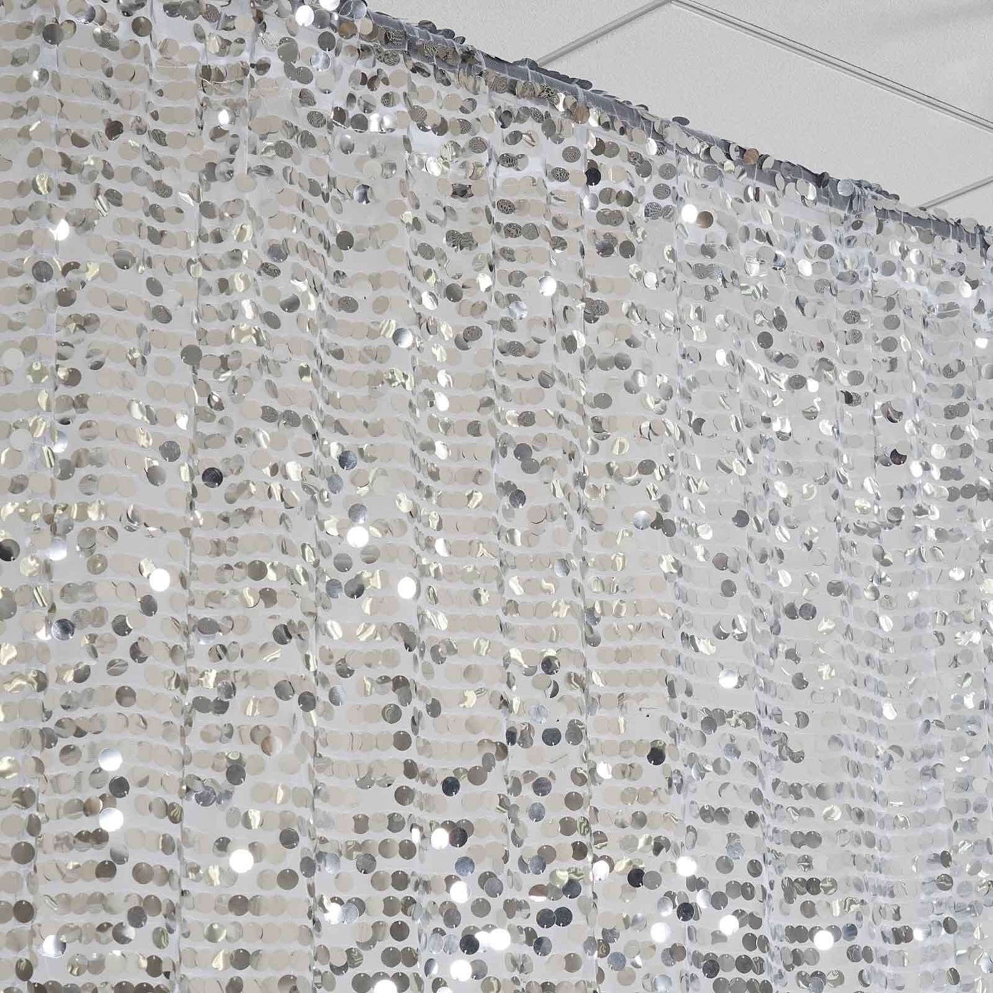 20ftx10ft Silver Big Payette Sequin Event Curtain Drapes, Backdrop Event Panel - Linen Luxes
