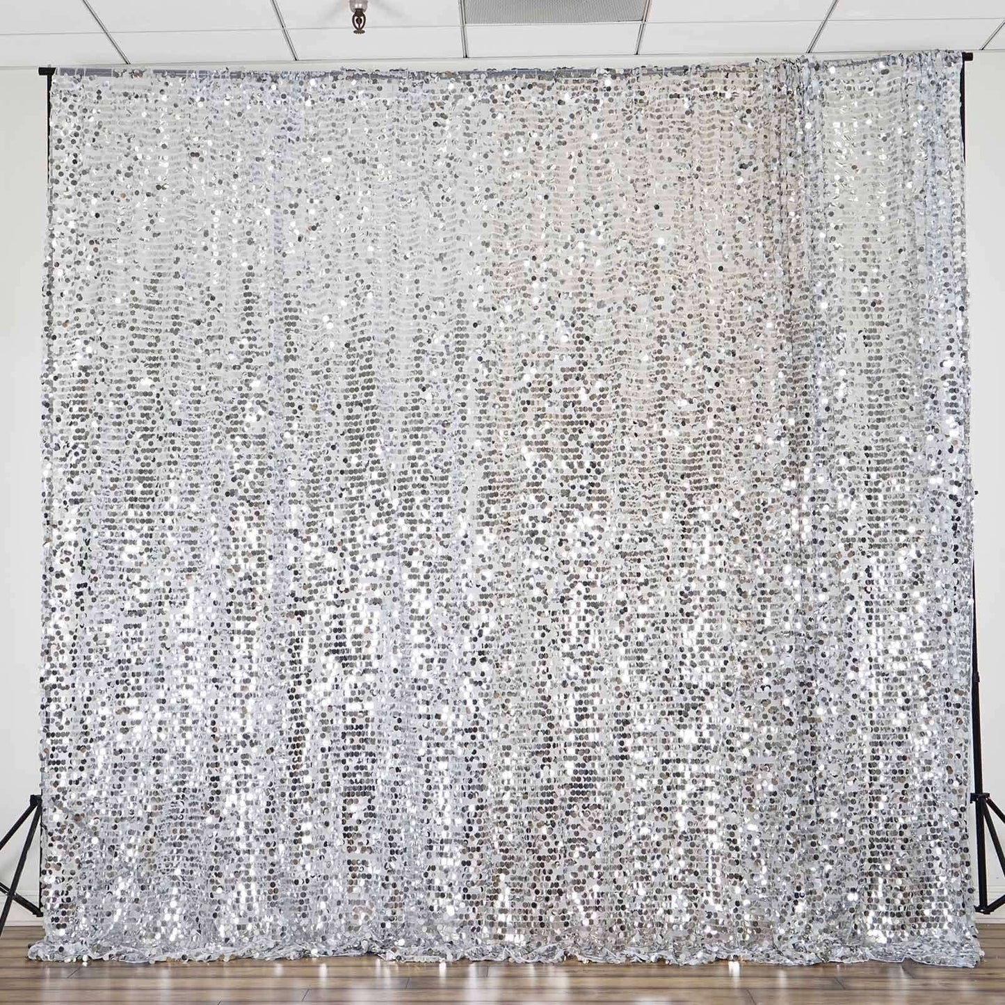 20ftx10ft Silver Big Payette Sequin Event Curtain Drapes, Backdrop Event Panel - Linen Luxes