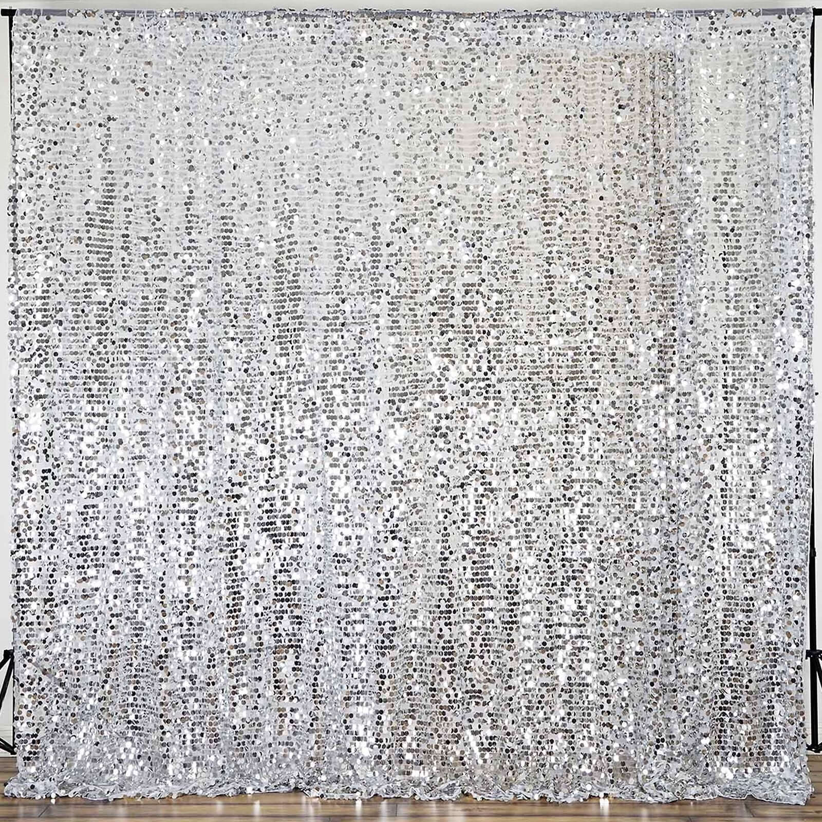 20ftx10ft Silver Big Payette Sequin Event Curtain Drapes, Backdrop Event Panel - Linen Luxes