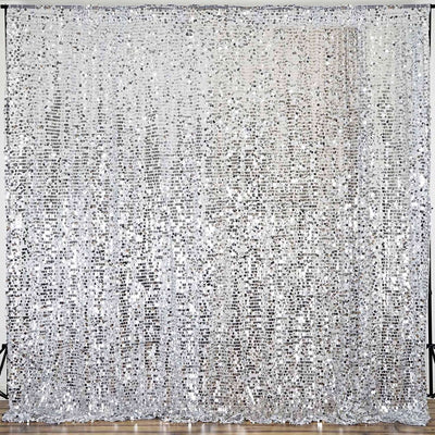 20ftx10ft Silver Big Payette Sequin Event Curtain Drapes, Backdrop Event Panel - Linen Luxes