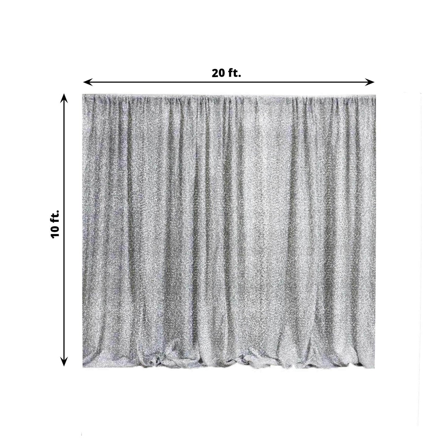 20ftx10ft Silver Metallic Shimmer Tinsel Event Curtain Drapes, Backdrop Event Panel - Linen Luxes