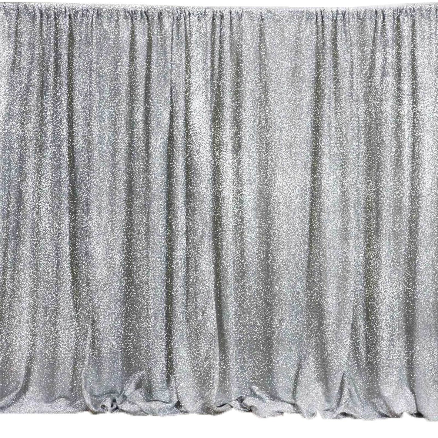 20ftx10ft Silver Metallic Shimmer Tinsel Event Curtain Drapes, Backdrop Event Panel - Linen Luxes