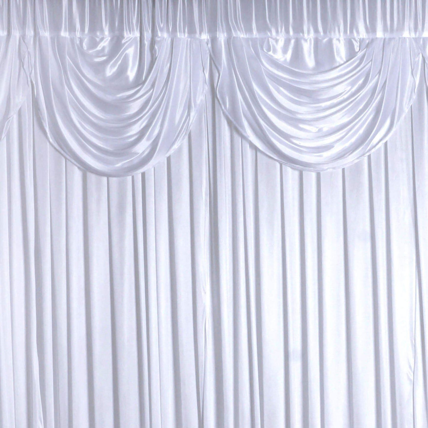 20ftx10ft White Premium Double Drape Satin Event Curtain Drapes, Glossy Photo Backdrop Event Panel - Linen Luxes
