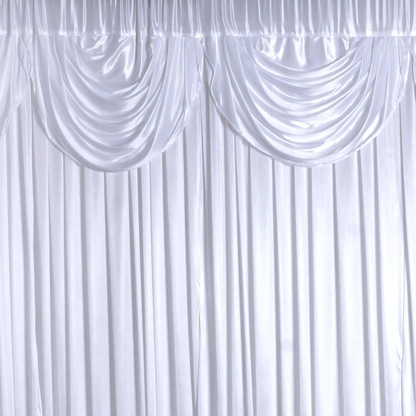 20ftx10ft White Premium Double Drape Satin Event Curtain Drapes, Glossy Photo Backdrop Event Panel - Linen Luxes