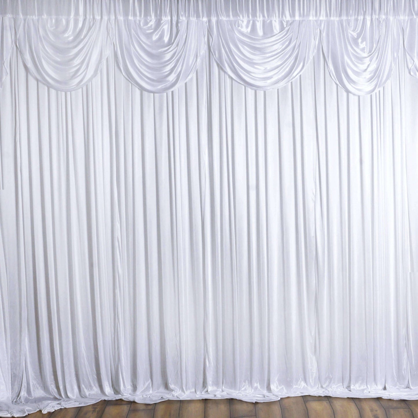 20ftx10ft White Premium Double Drape Satin Event Curtain Drapes, Glossy Photo Backdrop Event Panel - Linen Luxes