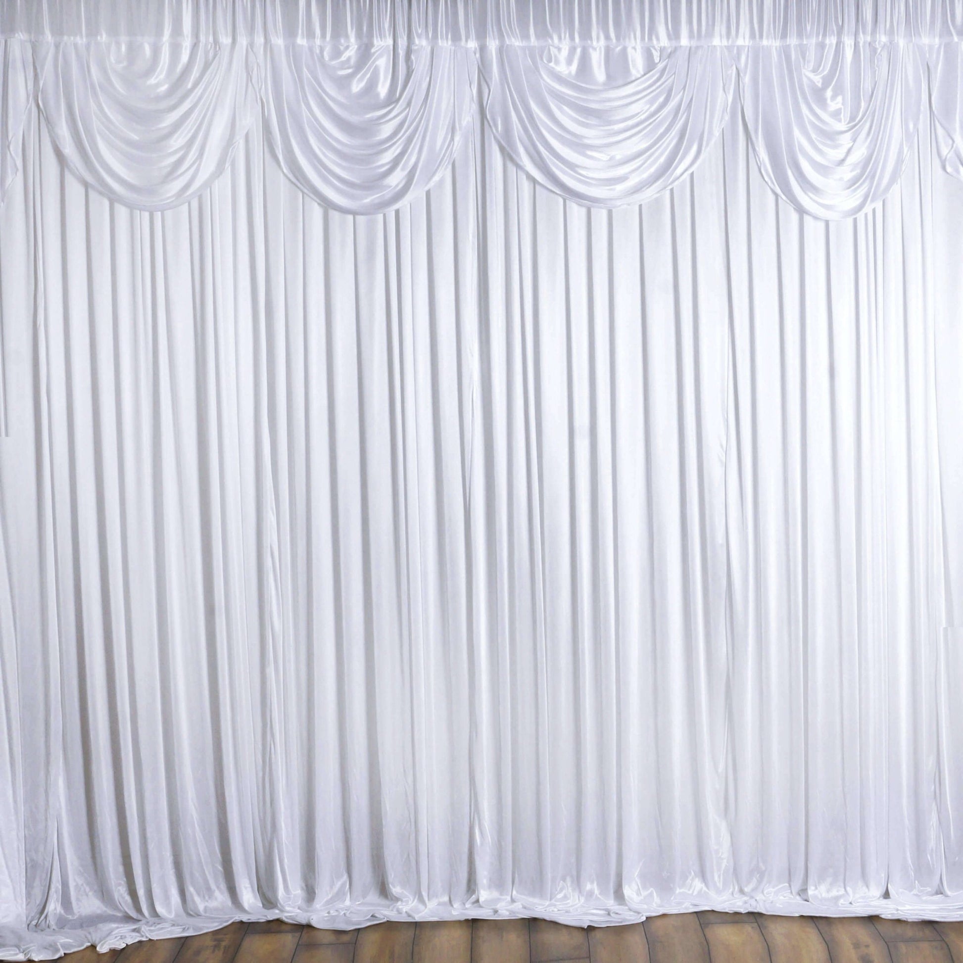20ftx10ft White Premium Double Drape Satin Event Curtain Drapes, Glossy Photo Backdrop Event Panel - Linen Luxes