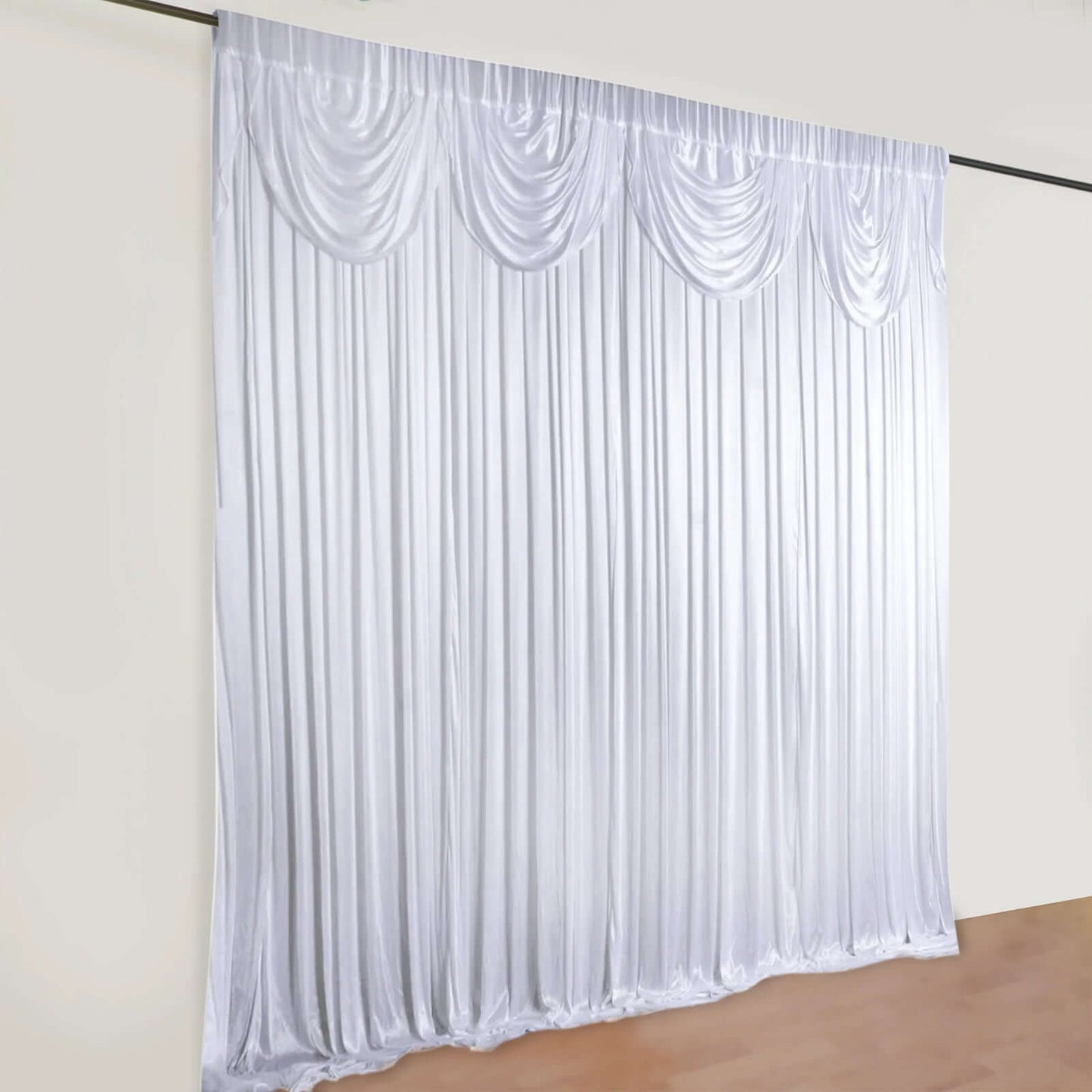 20ftx10ft White Premium Double Drape Satin Event Curtain Drapes, Glossy Photo Backdrop Event Panel - Linen Luxes