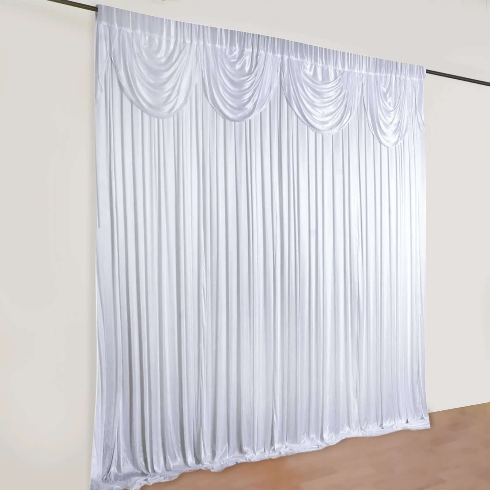 20ftx10ft White Premium Double Drape Satin Event Curtain Drapes, Glossy Photo Backdrop Event Panel - Linen Luxes