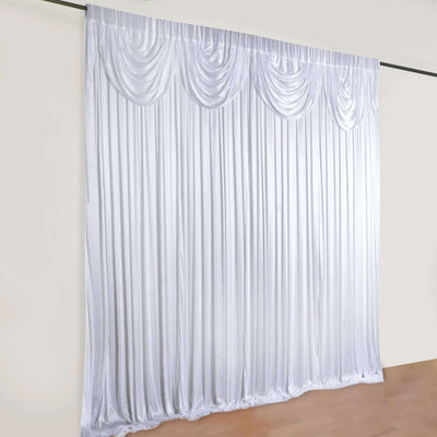 20ftx10ft White Premium Double Drape Satin Event Curtain Drapes, Glossy Photo Backdrop Event Panel - Linen Luxes