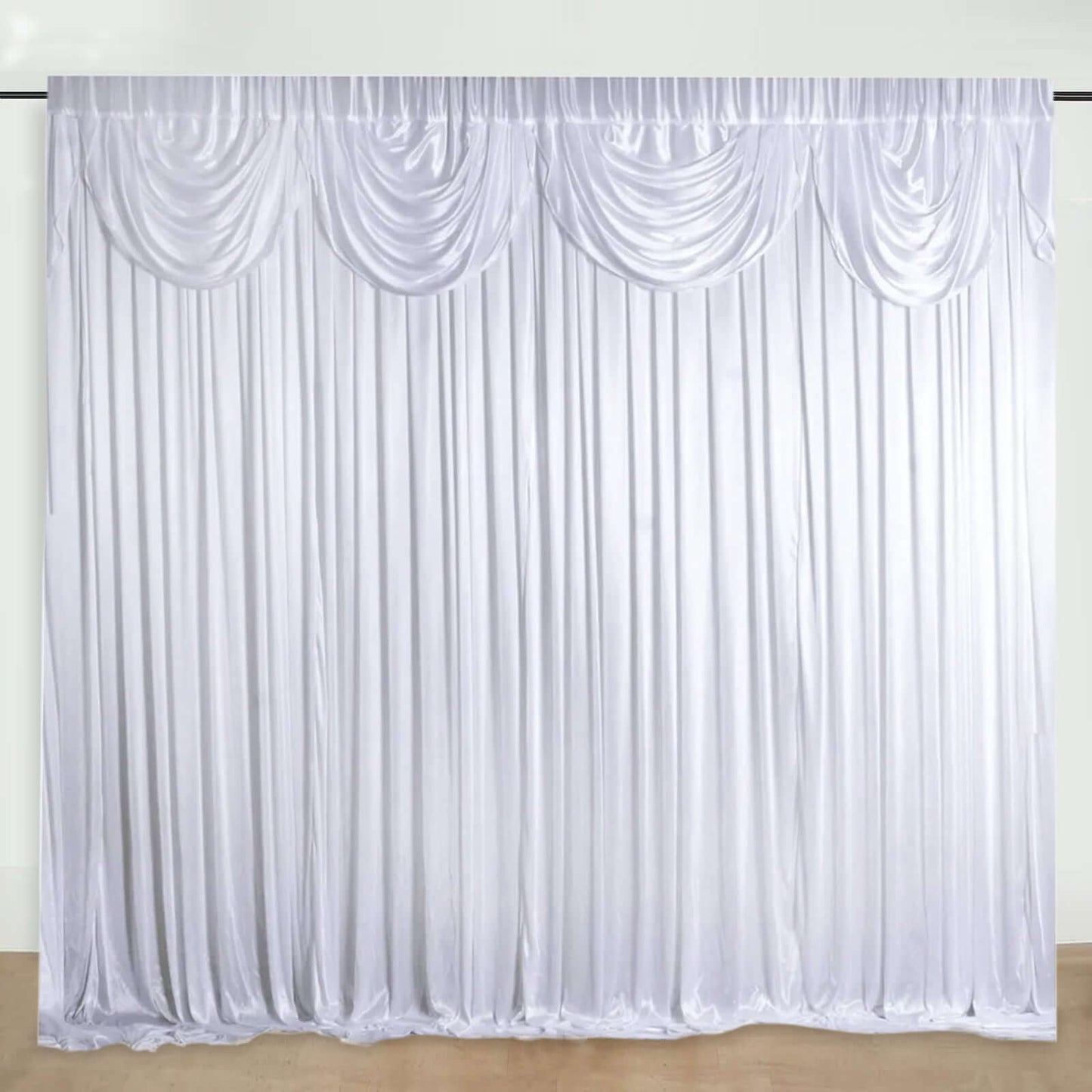 20ftx10ft White Premium Double Drape Satin Event Curtain Drapes, Glossy Photo Backdrop Event Panel - Linen Luxes