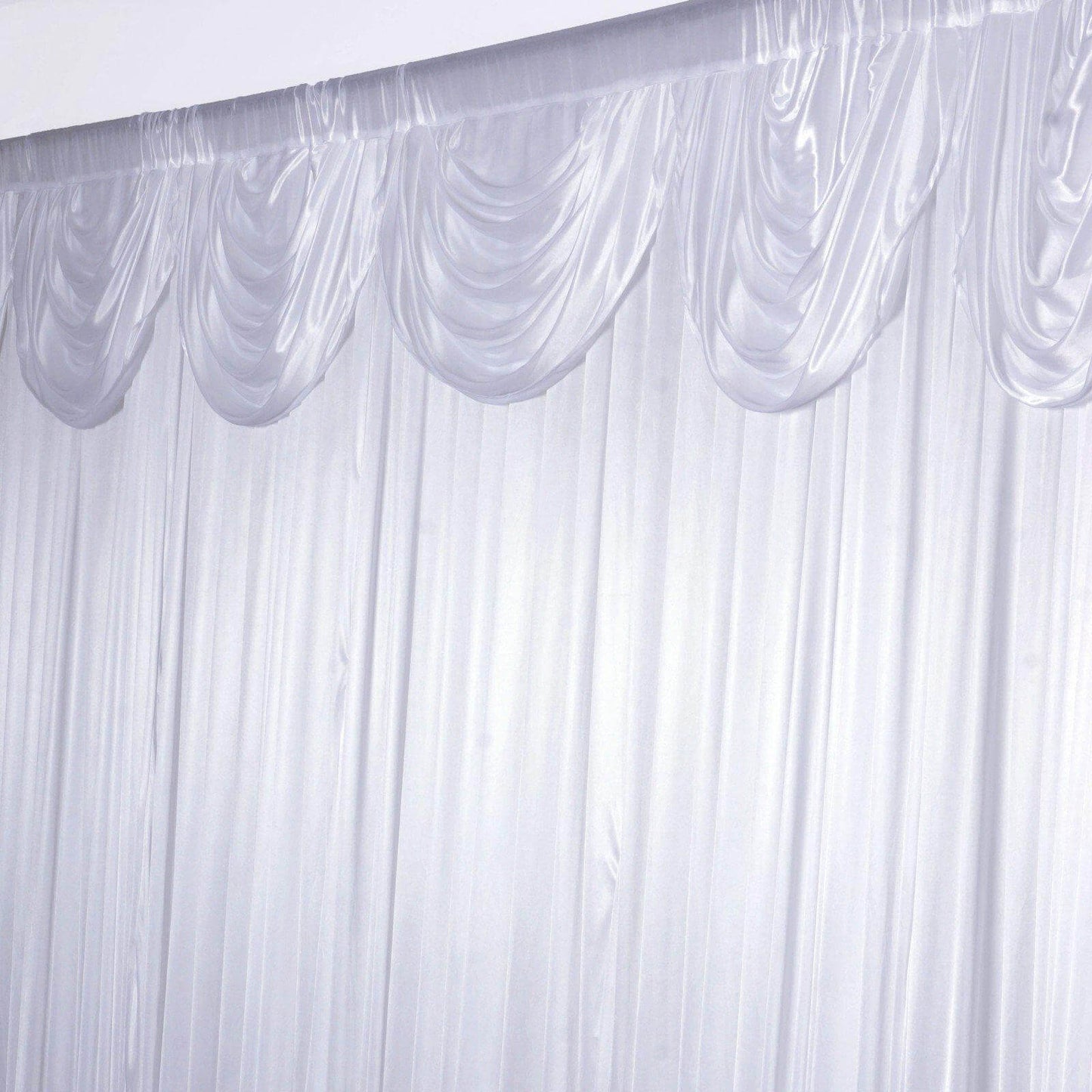 20ftx10ft White Premium Double Drape Satin Event Curtain Drapes, Glossy Photo Backdrop Event Panel - Linen Luxes