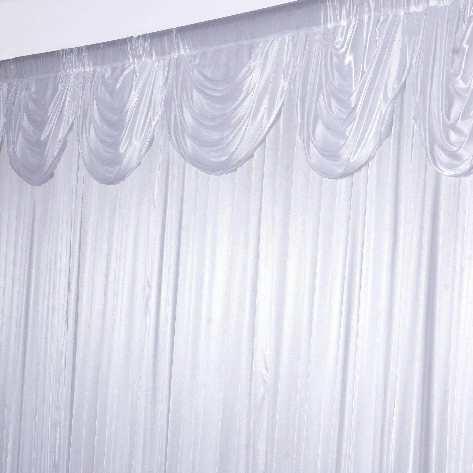 20ftx10ft White Premium Double Drape Satin Event Curtain Drapes, Glossy Photo Backdrop Event Panel - Linen Luxes