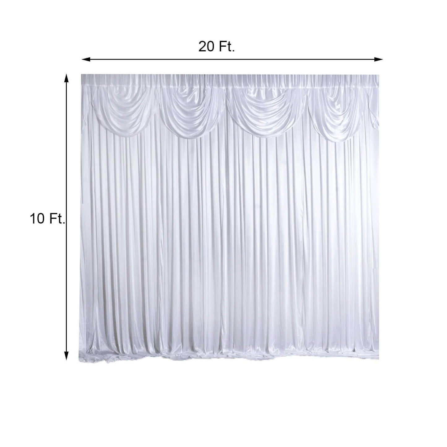 20ftx10ft White Premium Double Drape Satin Event Curtain Drapes, Glossy Photo Backdrop Event Panel - Linen Luxes