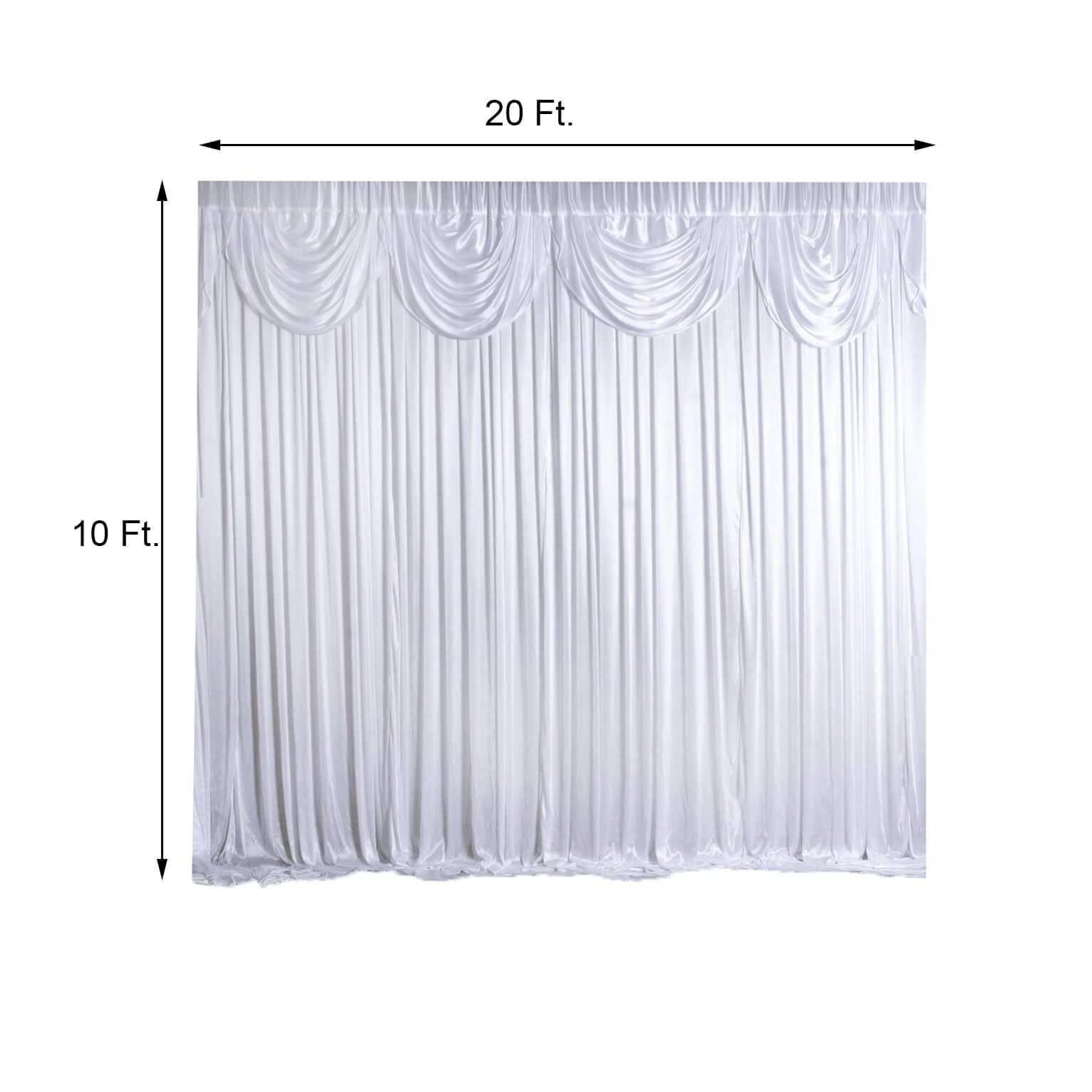 20ftx10ft White Premium Double Drape Satin Event Curtain Drapes, Glossy Photo Backdrop Event Panel - Linen Luxes