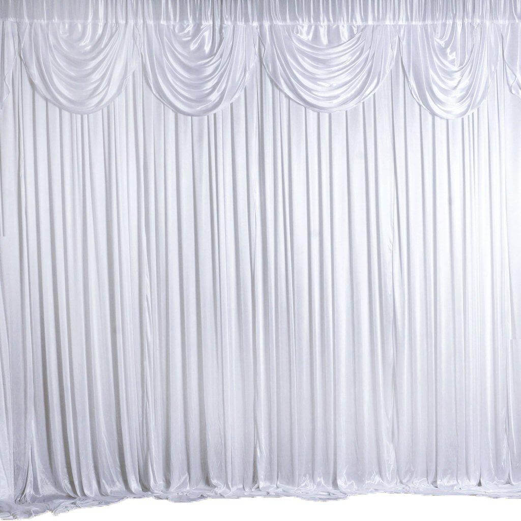 20ftx10ft White Premium Double Drape Satin Event Curtain Drapes, Glossy Photo Backdrop Event Panel - Linen Luxes