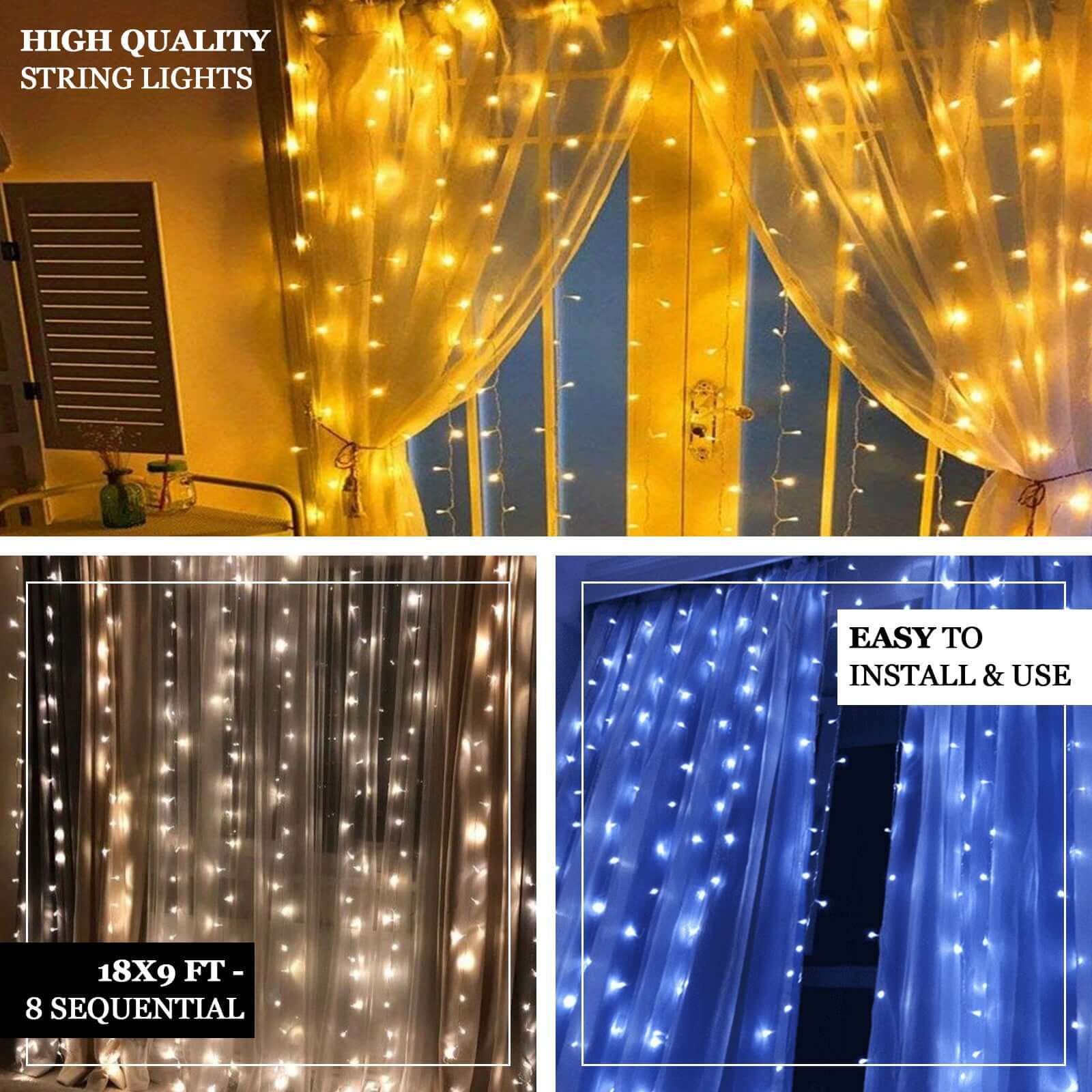 20ftx10ft White Sheer Organza w Cool LED Lights Decorative Curtain Panel - Linen Luxes