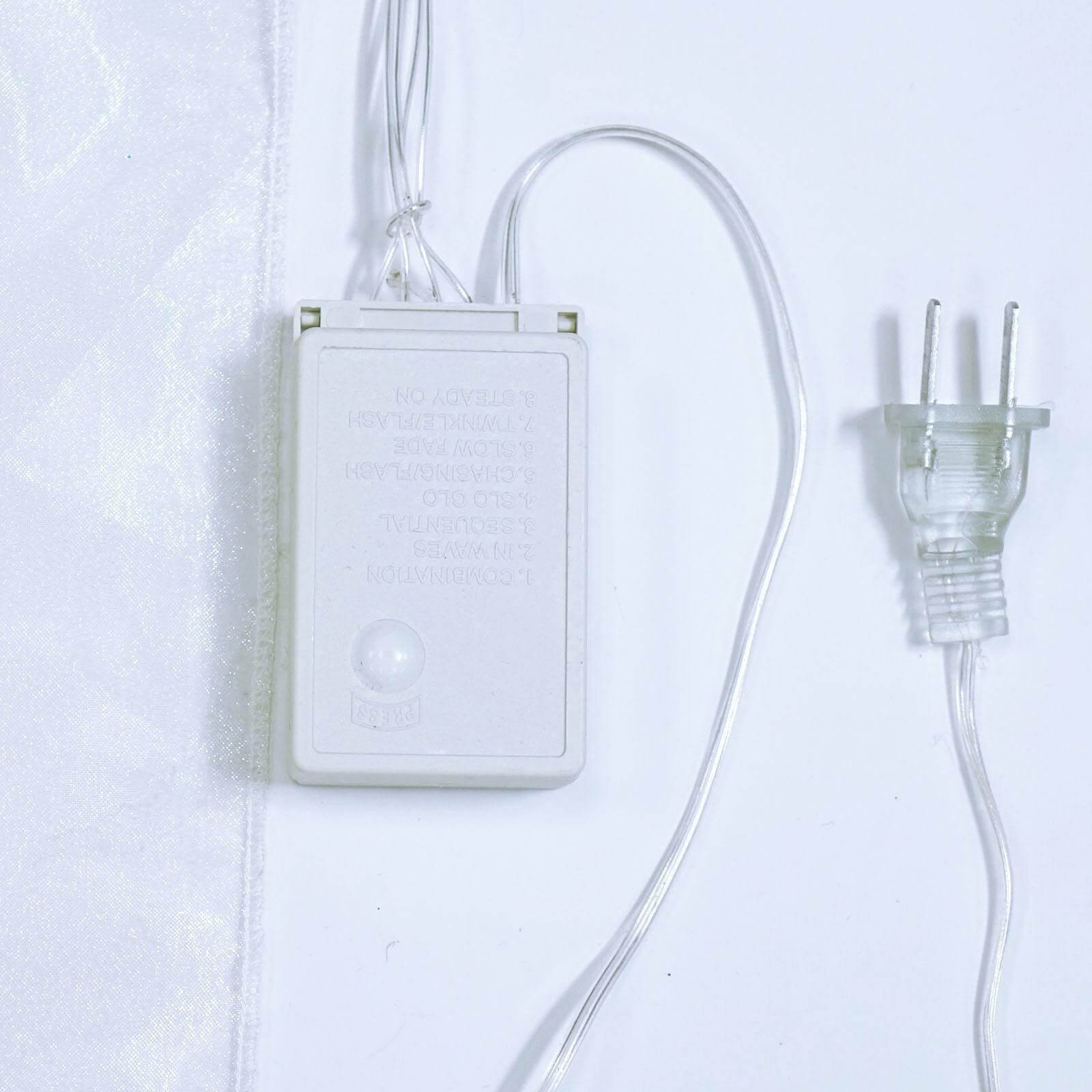 20ftx10ft White Sheer Organza w Cool LED Lights Decorative Curtain Panel - Linen Luxes