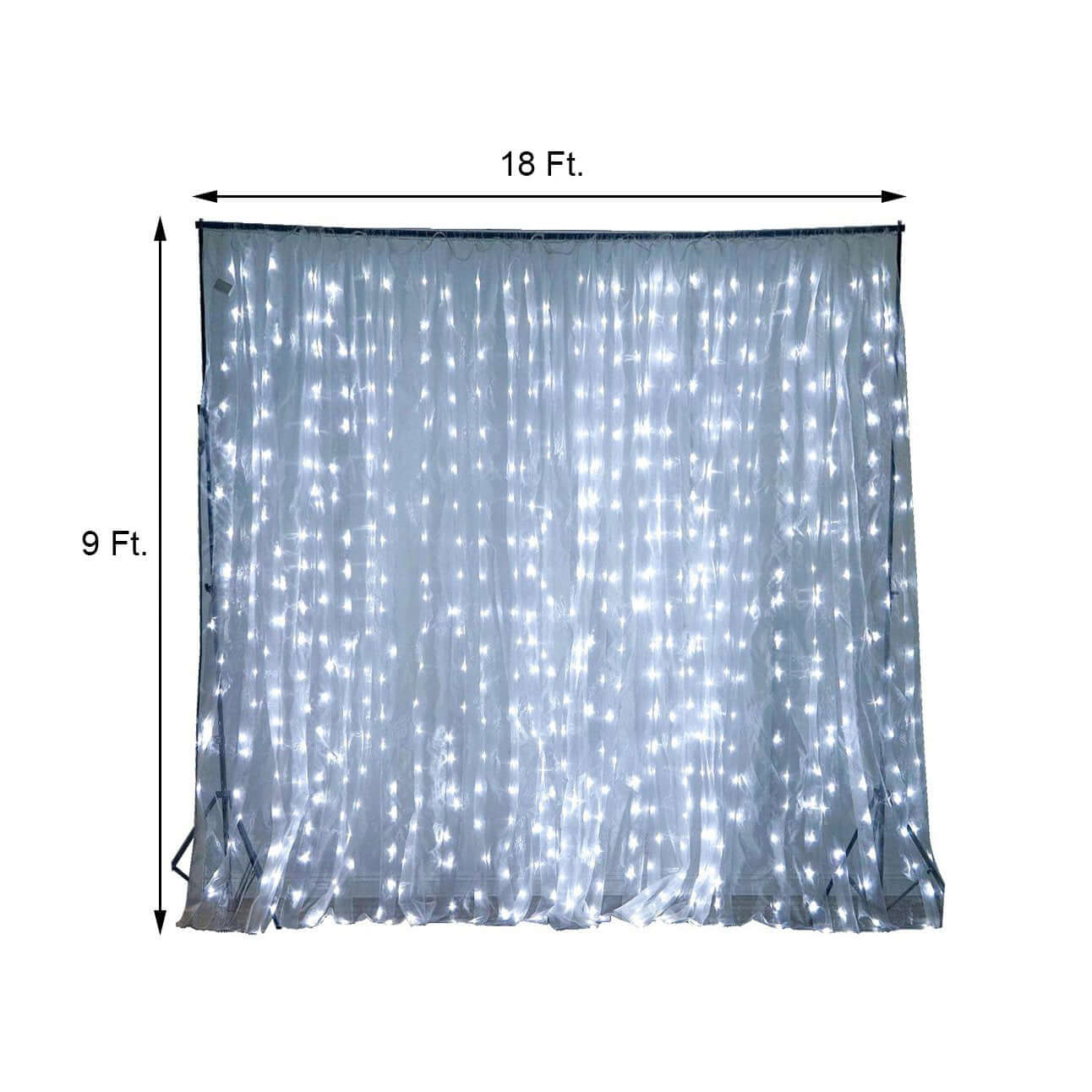 20ftx10ft White Sheer Organza w Cool LED Lights Decorative Curtain Panel - Linen Luxes