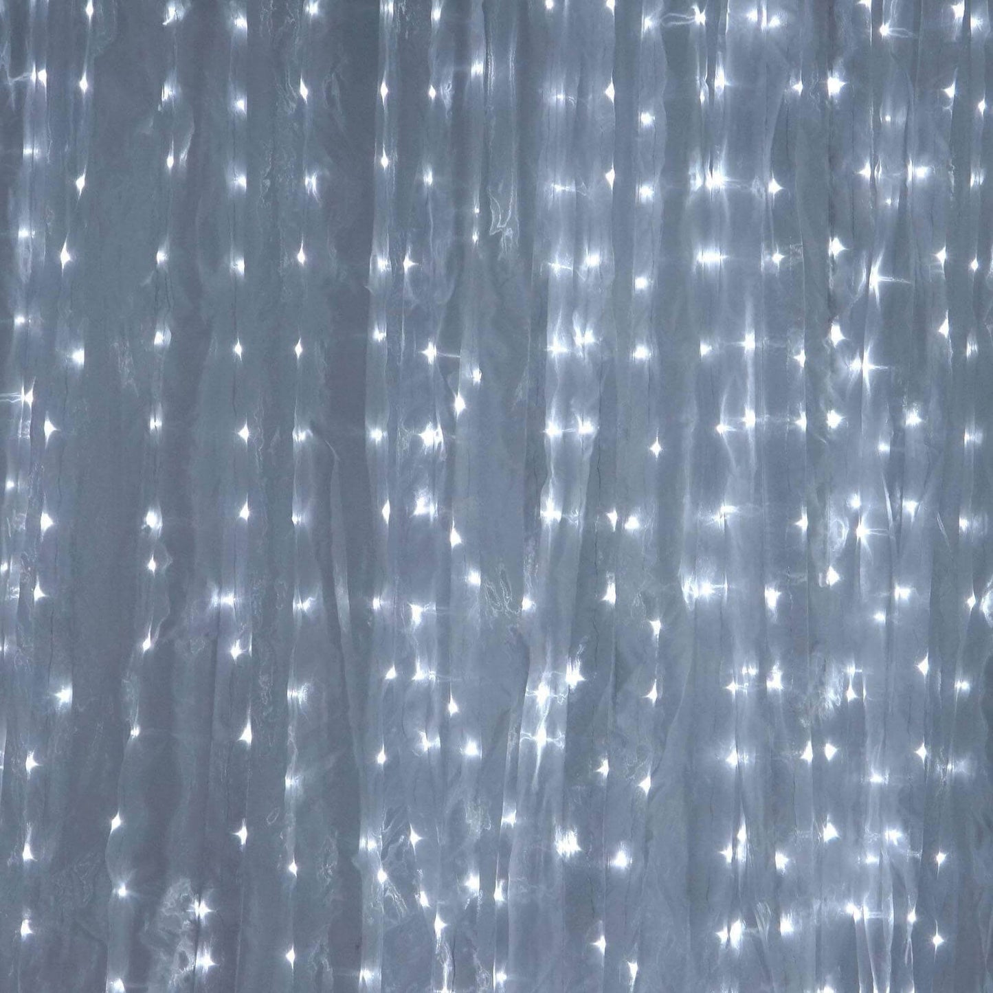 20ftx10ft White Sheer Organza w Cool LED Lights Decorative Curtain Panel - Linen Luxes