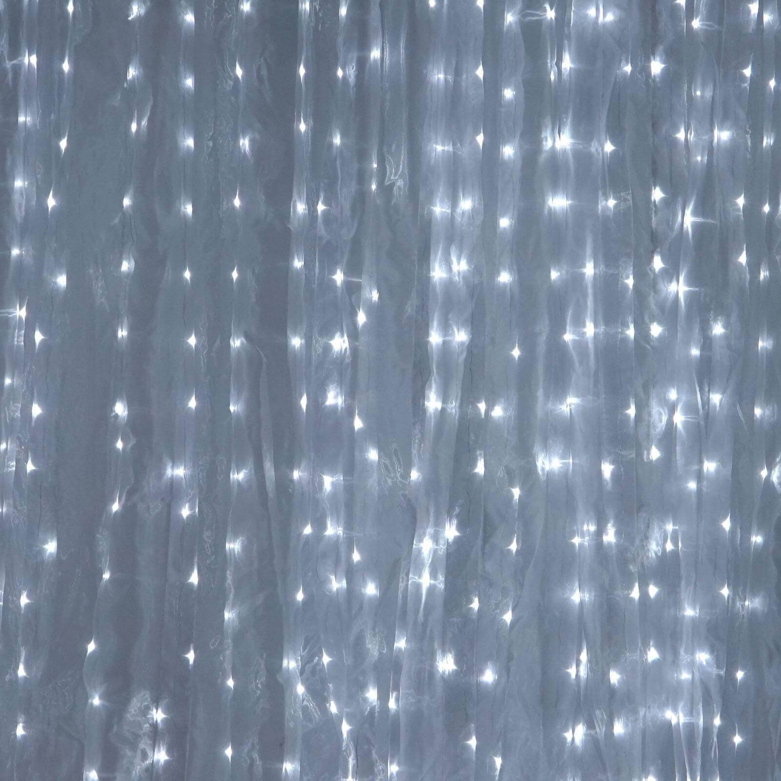 20ftx10ft White Sheer Organza w Cool LED Lights Decorative Curtain Panel - Linen Luxes