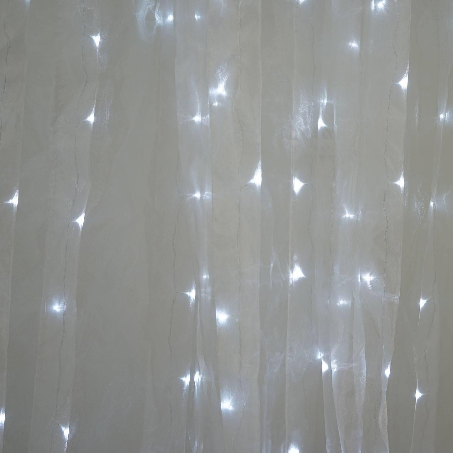 20ftx10ft White Sheer Organza w Cool LED Lights Decorative Curtain Panel - Linen Luxes