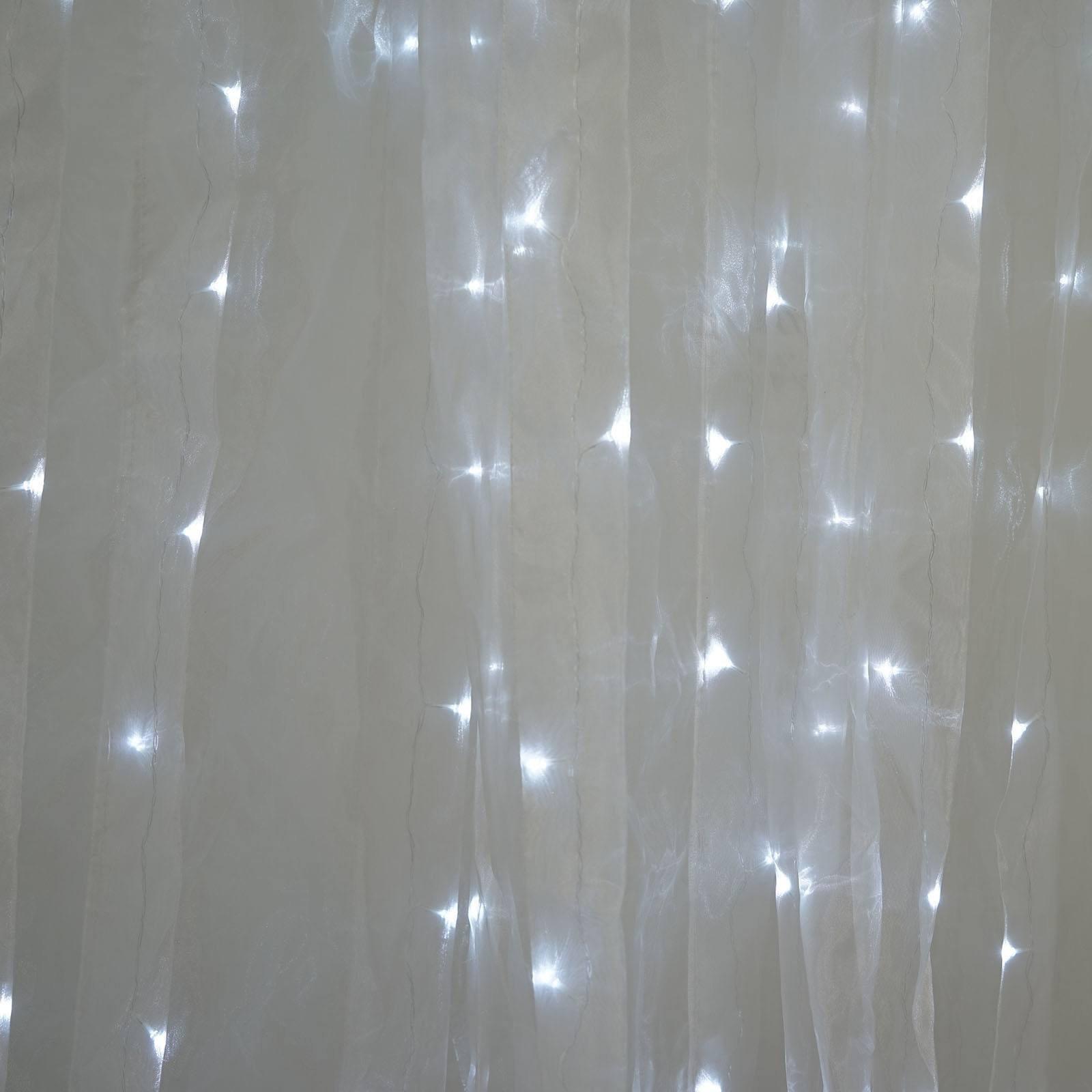 20ftx10ft White Sheer Organza w Cool LED Lights Decorative Curtain Panel - Linen Luxes