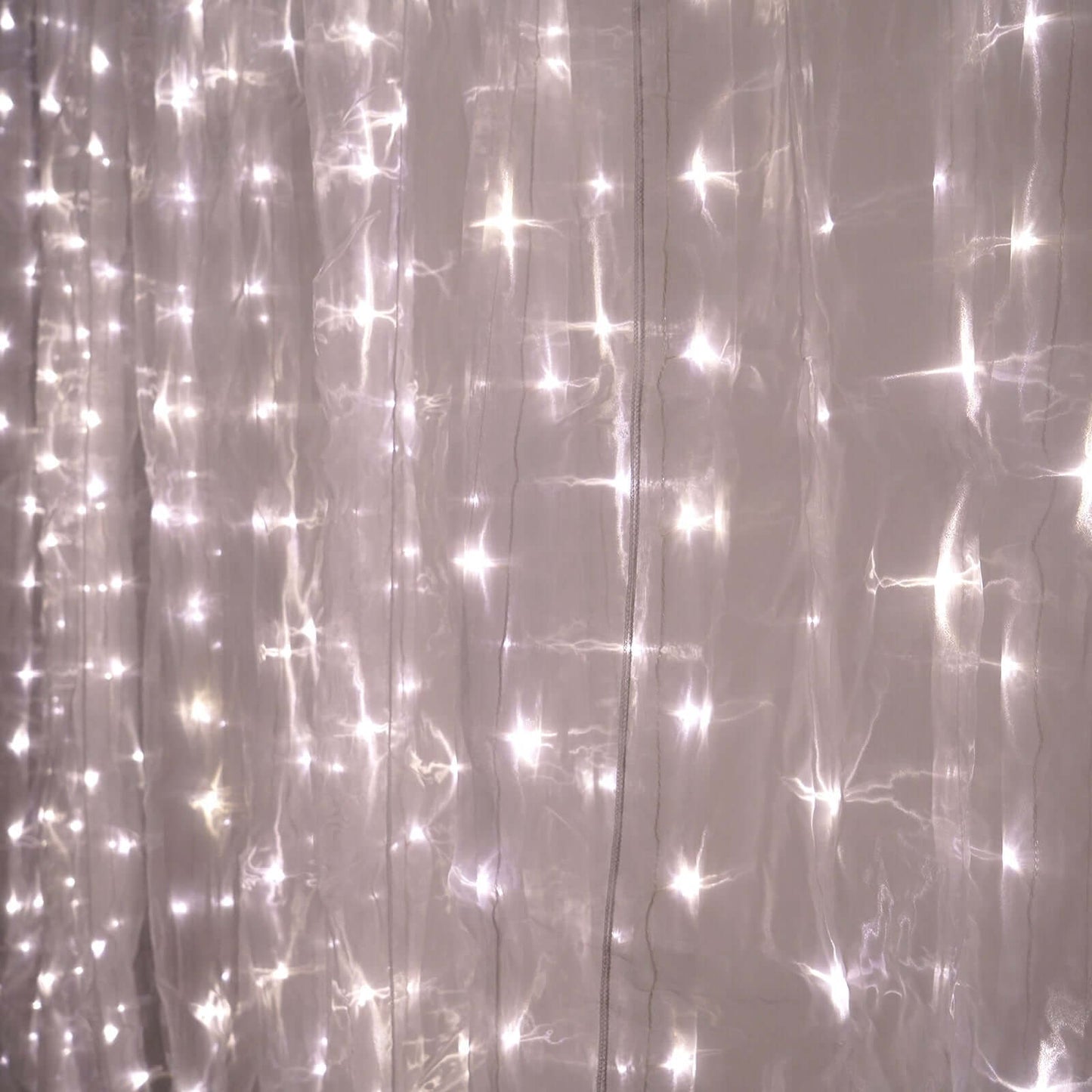 20ftx10ft White Sheer Organza w Warm LED Lights Decorative Curtain Panel - Linen Luxes