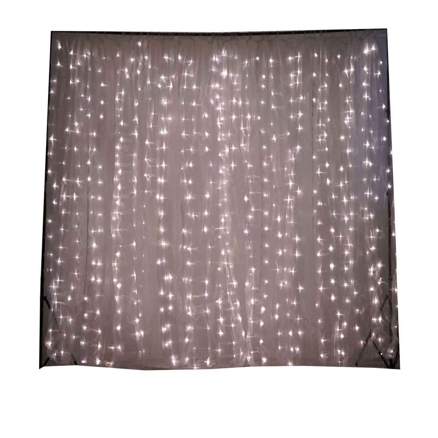 20ftx10ft White Sheer Organza w Warm LED Lights Decorative Curtain Panel - Linen Luxes