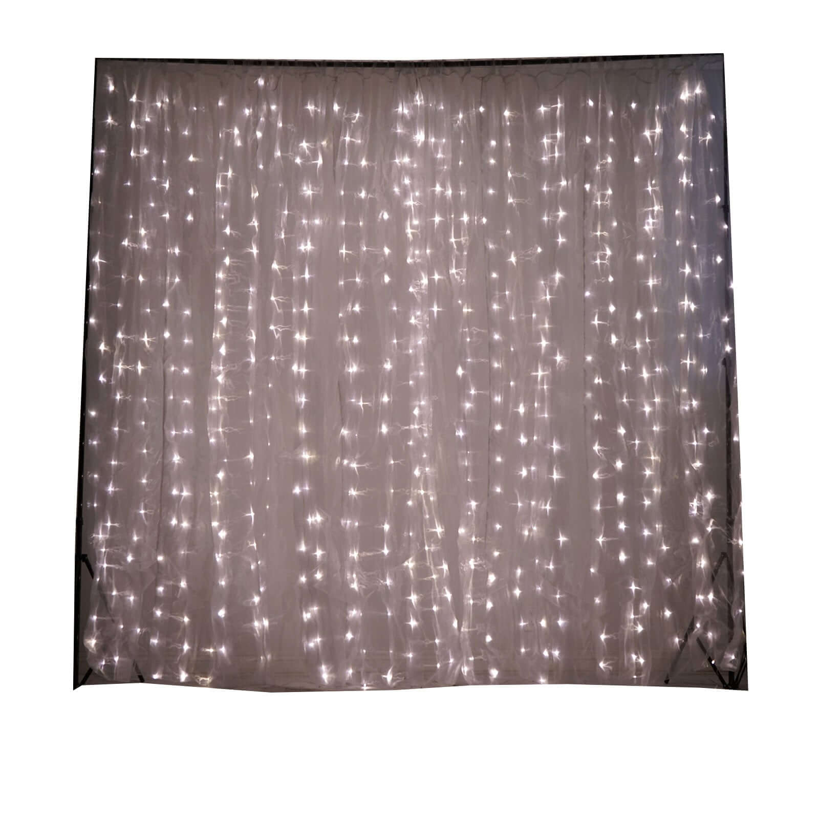 20ftx10ft White Sheer Organza w Warm LED Lights Decorative Curtain Panel - Linen Luxes