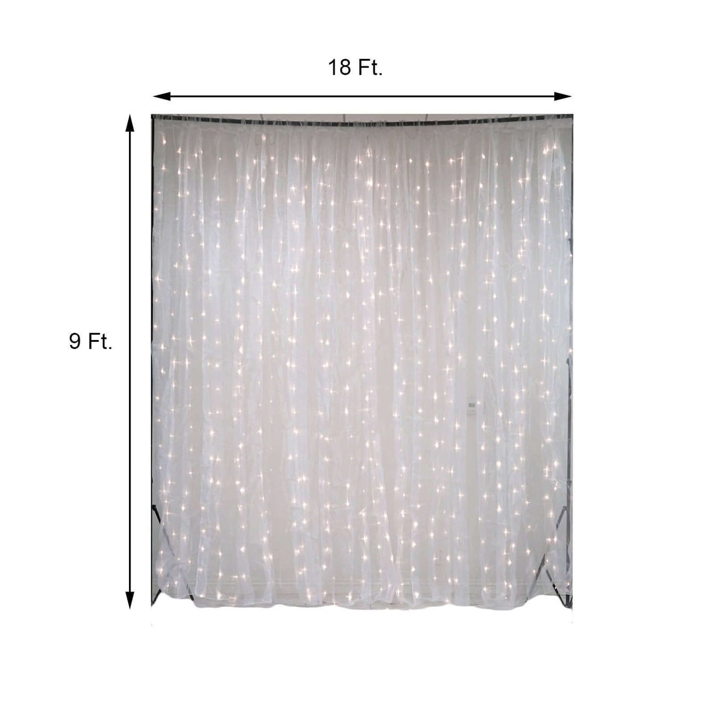20ftx10ft White Sheer Organza w Warm LED Lights Decorative Curtain Panel - Linen Luxes