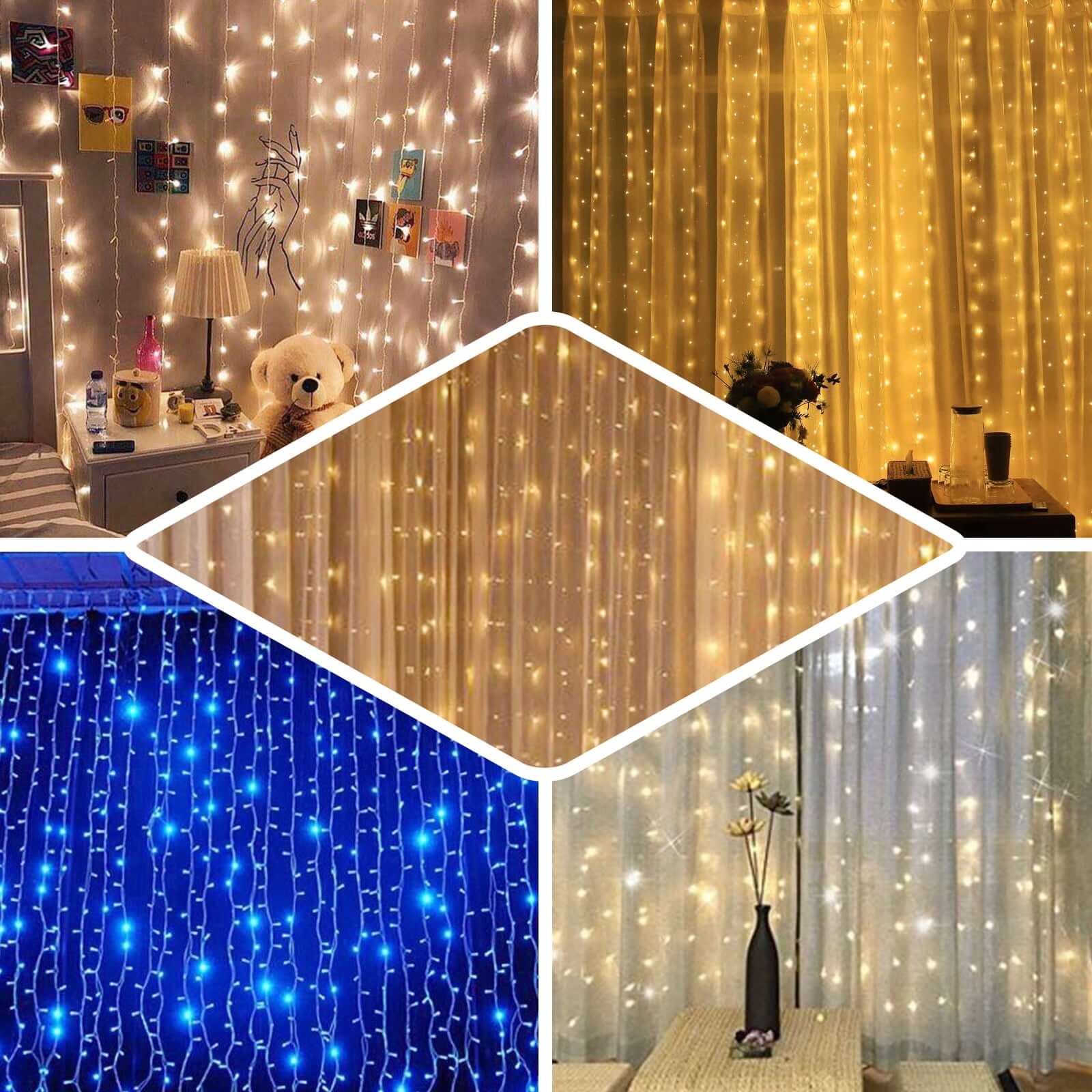 20ftx10ft White Sheer Organza w Warm LED Lights Decorative Curtain Panel - Linen Luxes