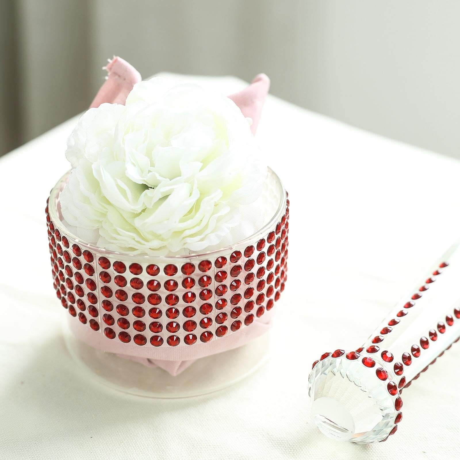 21â€x11" Red Self Adhesive Rhinestone Diamond Sticker Wrap Sheets, DIY Craft Gem Stickers - Linen Luxes