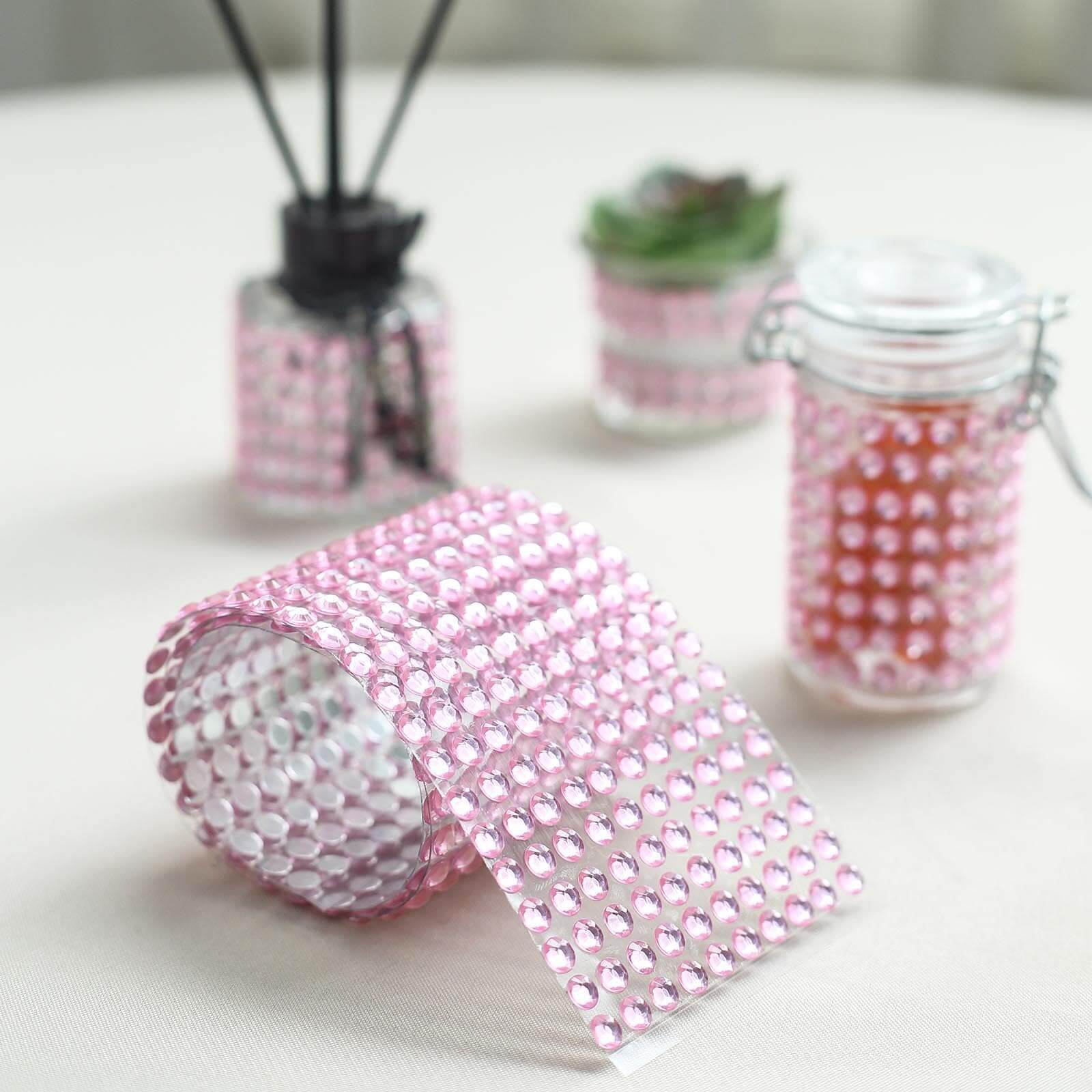 21â€x11â€ Blush Self Adhesive Rhinestone Diamond Sticker Wrap Sheets, DIY Craft Gem Stickers - Linen Luxes