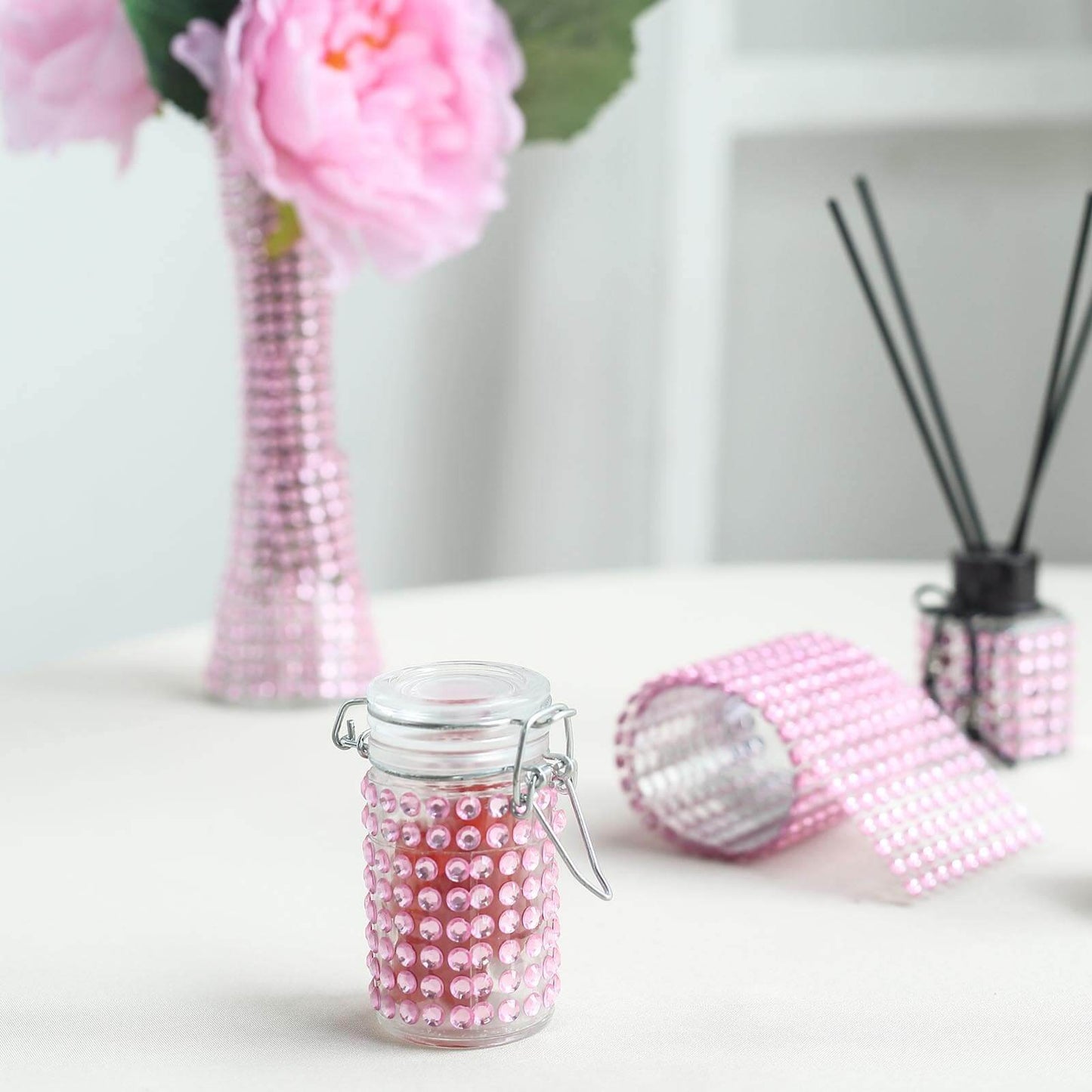 21â€x11â€ Blush Self Adhesive Rhinestone Diamond Sticker Wrap Sheets, DIY Craft Gem Stickers - Linen Luxes