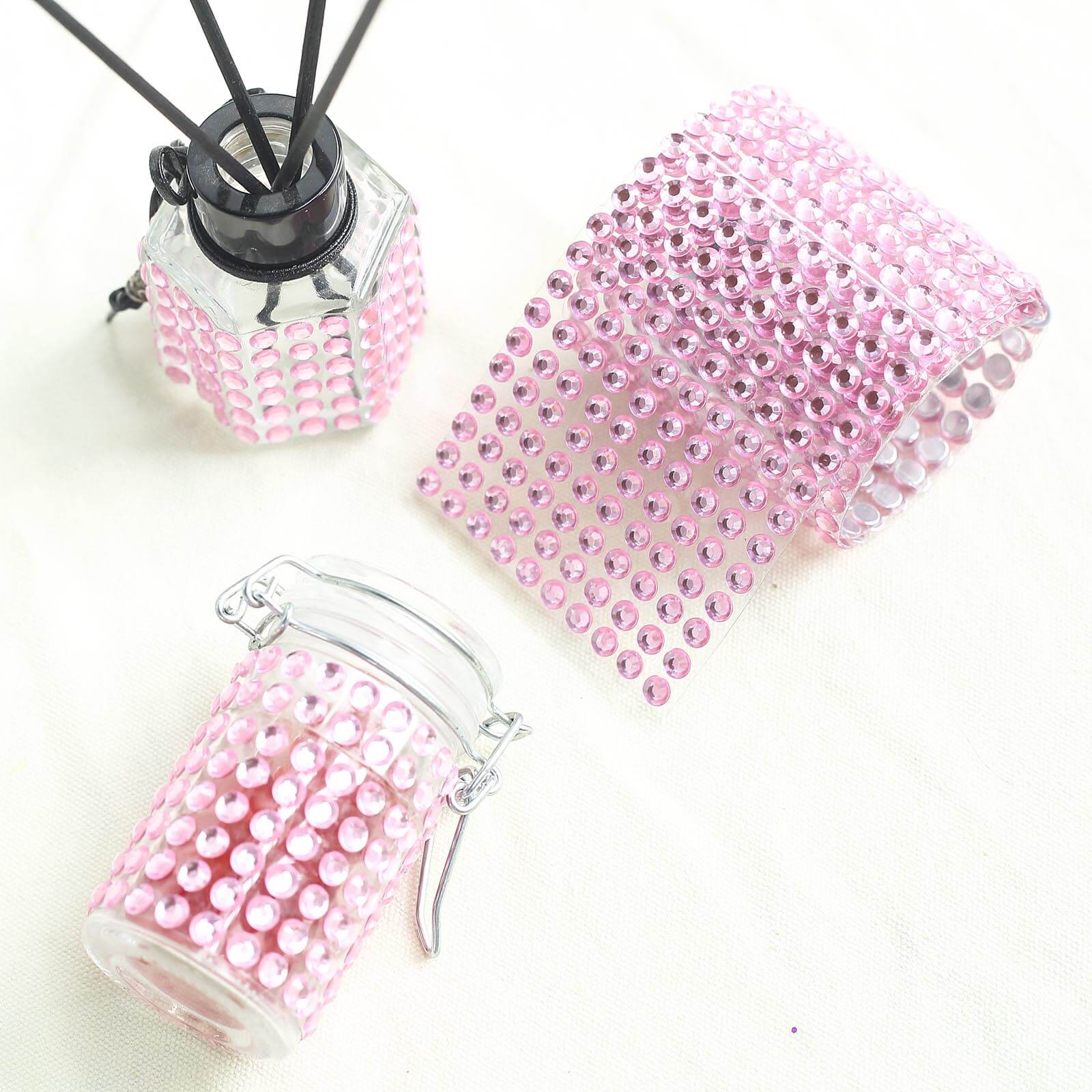 21â€x11â€ Blush Self Adhesive Rhinestone Diamond Sticker Wrap Sheets, DIY Craft Gem Stickers - Linen Luxes