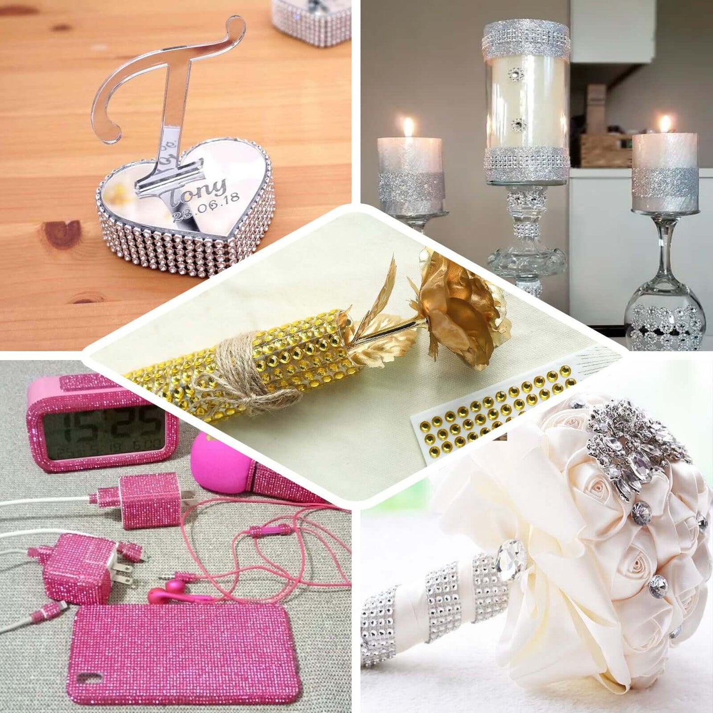 21â€x11â€ Blush Self Adhesive Rhinestone Diamond Sticker Wrap Sheets, DIY Craft Gem Stickers - Linen Luxes