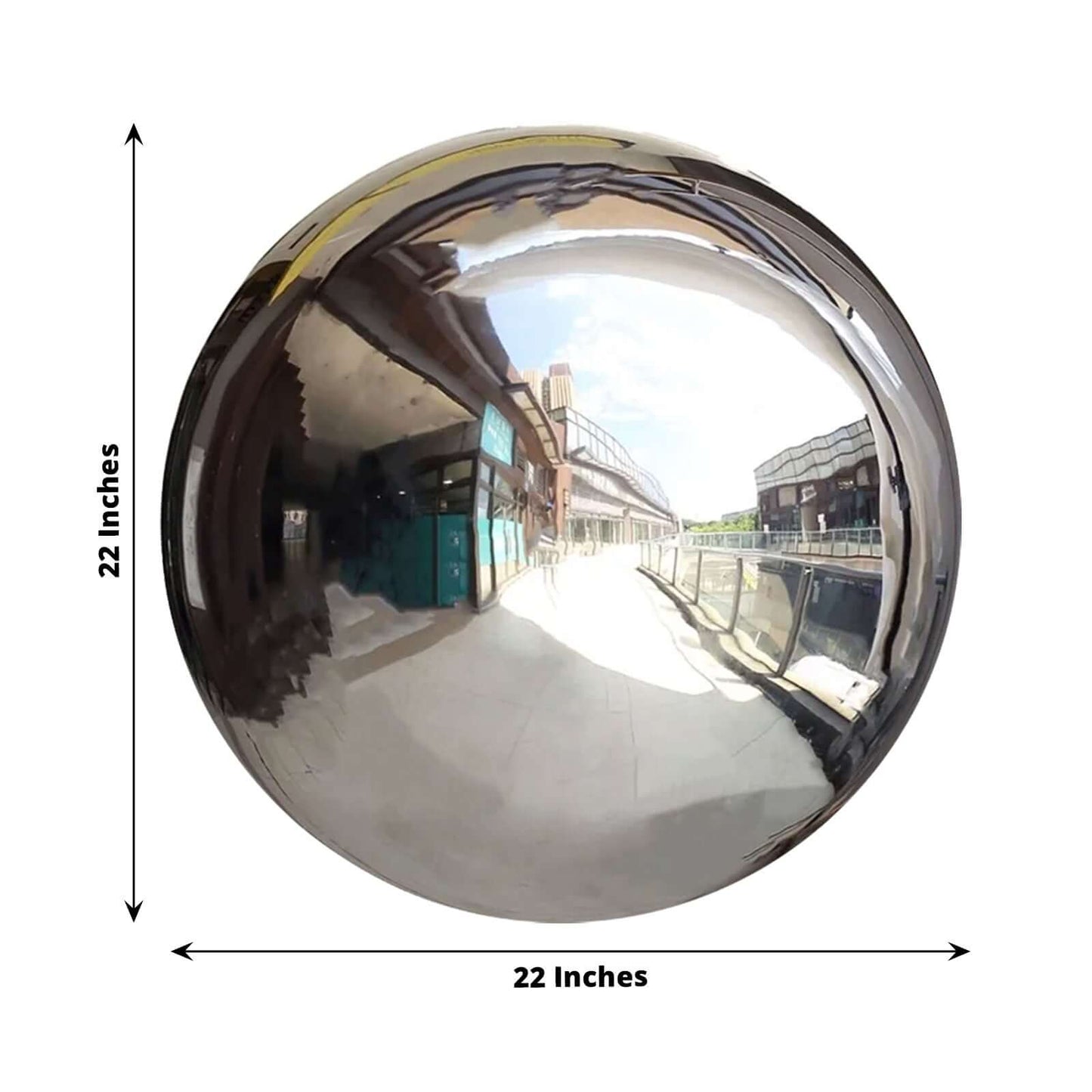 Gazing Globe Mirror Ball Reflective Hollow Stainless Steel Silver Sphere - Decorative Garden Display Ornament 22"
