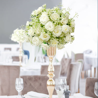 22-Inch White Silk Rose Grand Centerpiece â€“ Pre-Made Artificial Flower Ball for Wedding & Party DÃ©cor