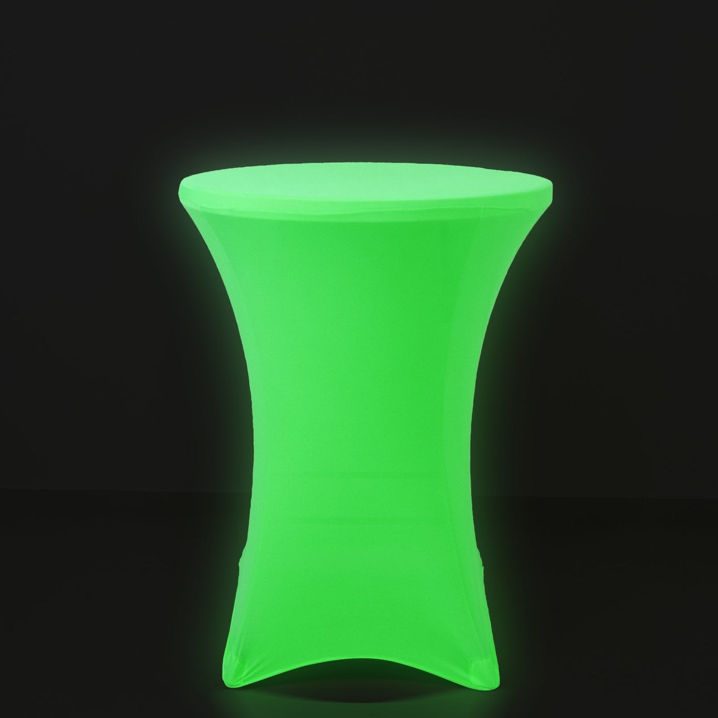 Glow Neon Green Fitted Spandex Cocktail Tablecloth â€“ 30" Round, Wrinkle-Free Cover