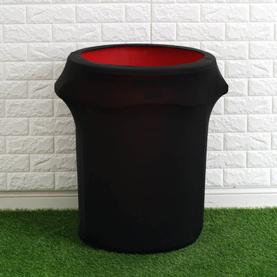 24 - 40 Gallons Black Stretch Spandex Round Trash Bin Container Cover - Linen Luxes