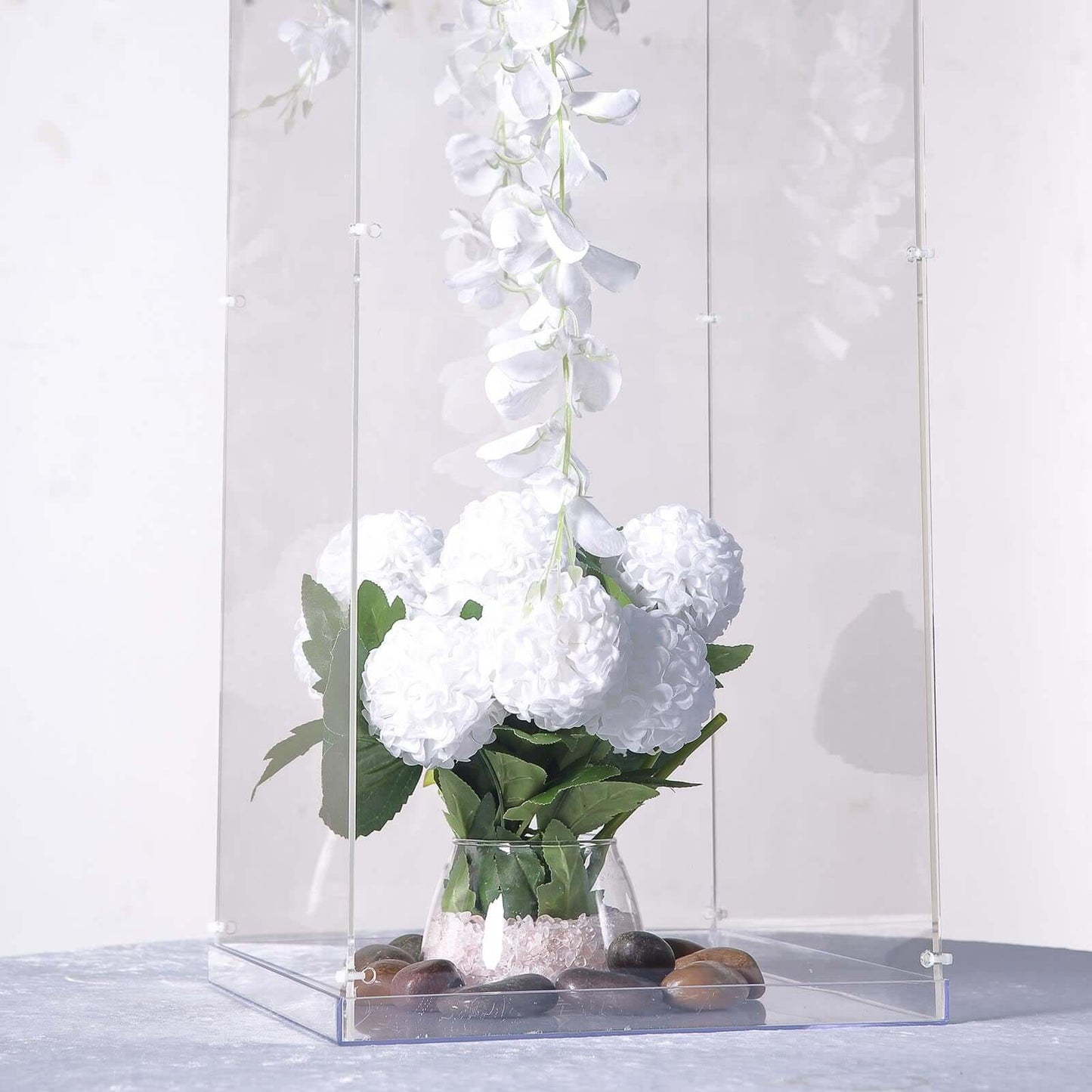 24" Clear Acrylic Display Box, Transparent Pedestal Riser with Interchangeable Lid and Base - Linen Luxes