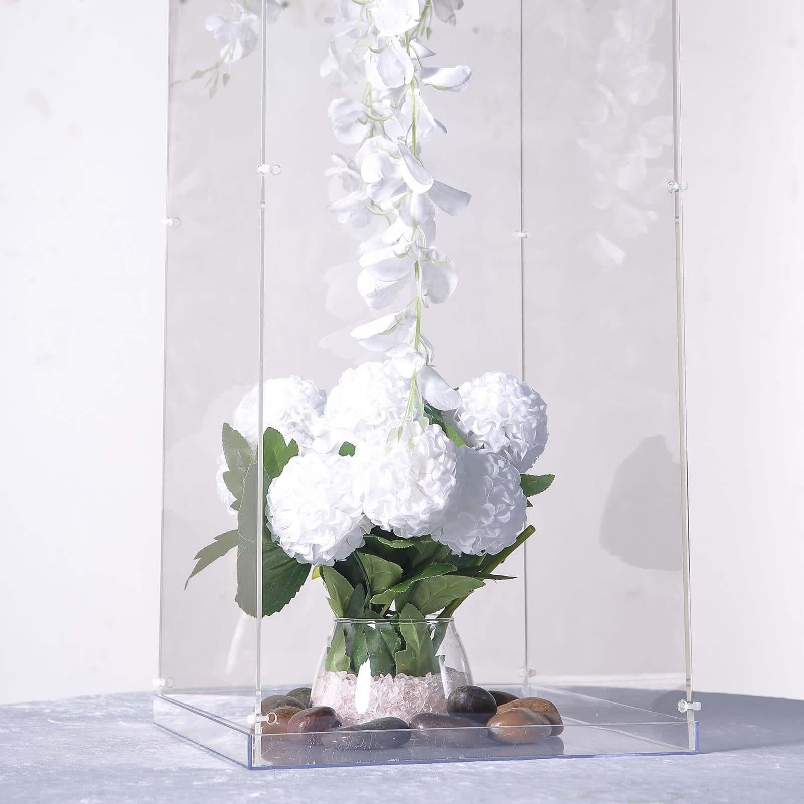 24" Clear Acrylic Display Box, Transparent Pedestal Riser with Interchangeable Lid and Base - Linen Luxes