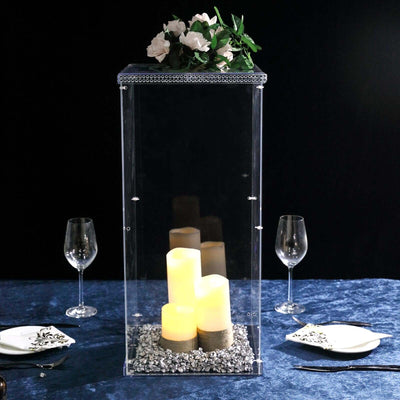 24" Clear Acrylic Display Box, Transparent Pedestal Riser with Interchangeable Lid and Base - Linen Luxes